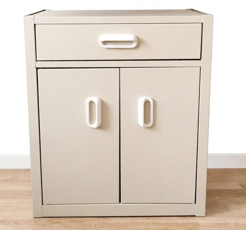Gabinete metálico con cajón blanco - vista frontal