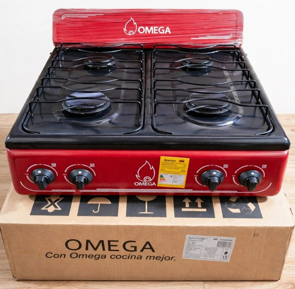 Estufa Omega 4 puestos roja lateral