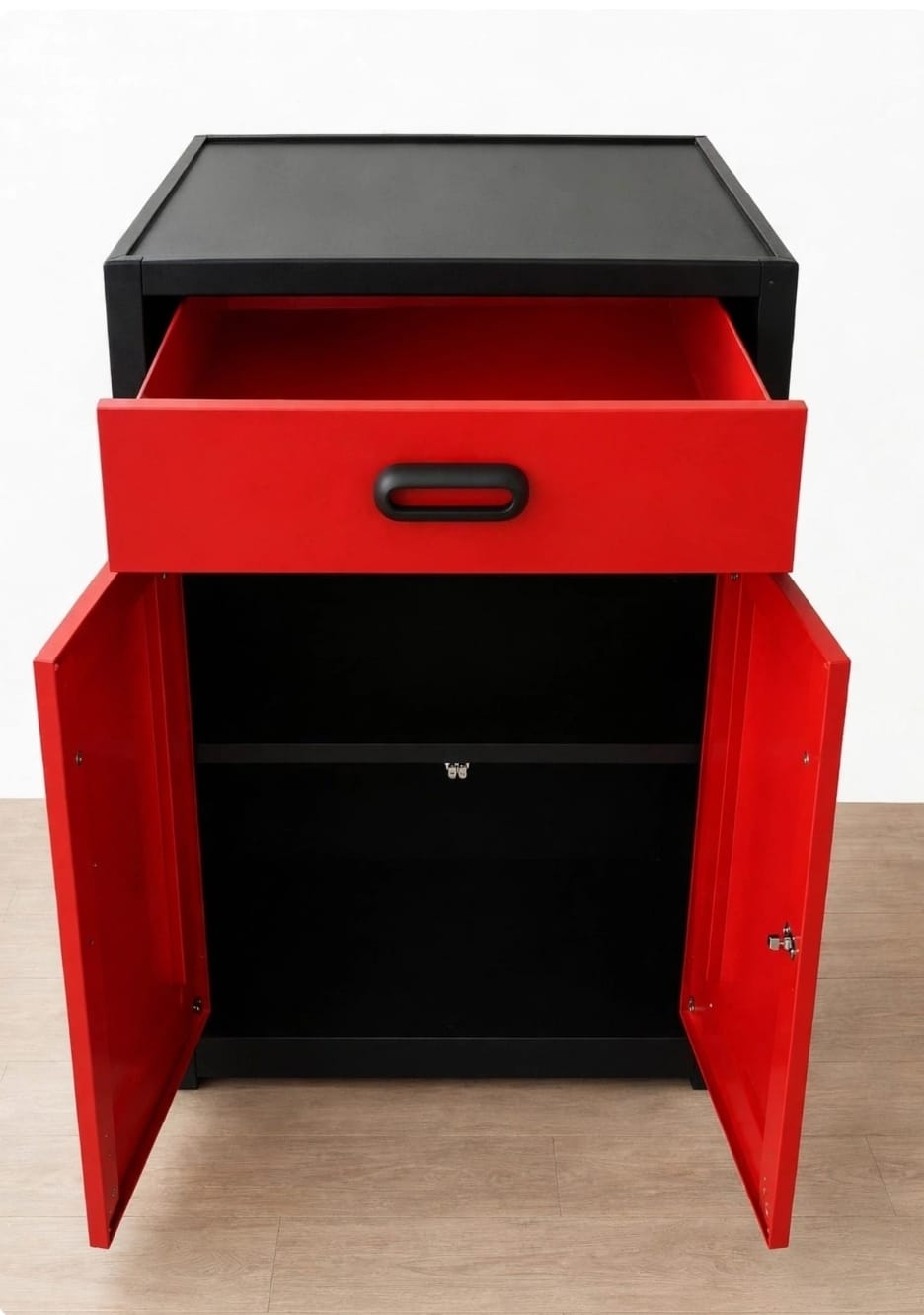 Gabinete metálico con cajón - vista interior