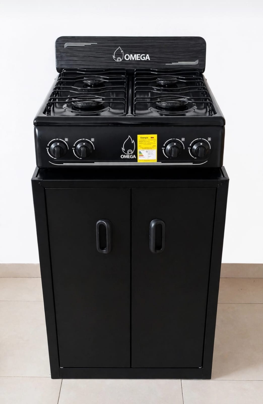 Combo Estufa 4 Puestos a Gas + Gabinete Metálico Omega